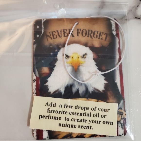 Never Forget Freedom Is Never Free American Eagle Car Air Freshener - Picture 3 of 4
